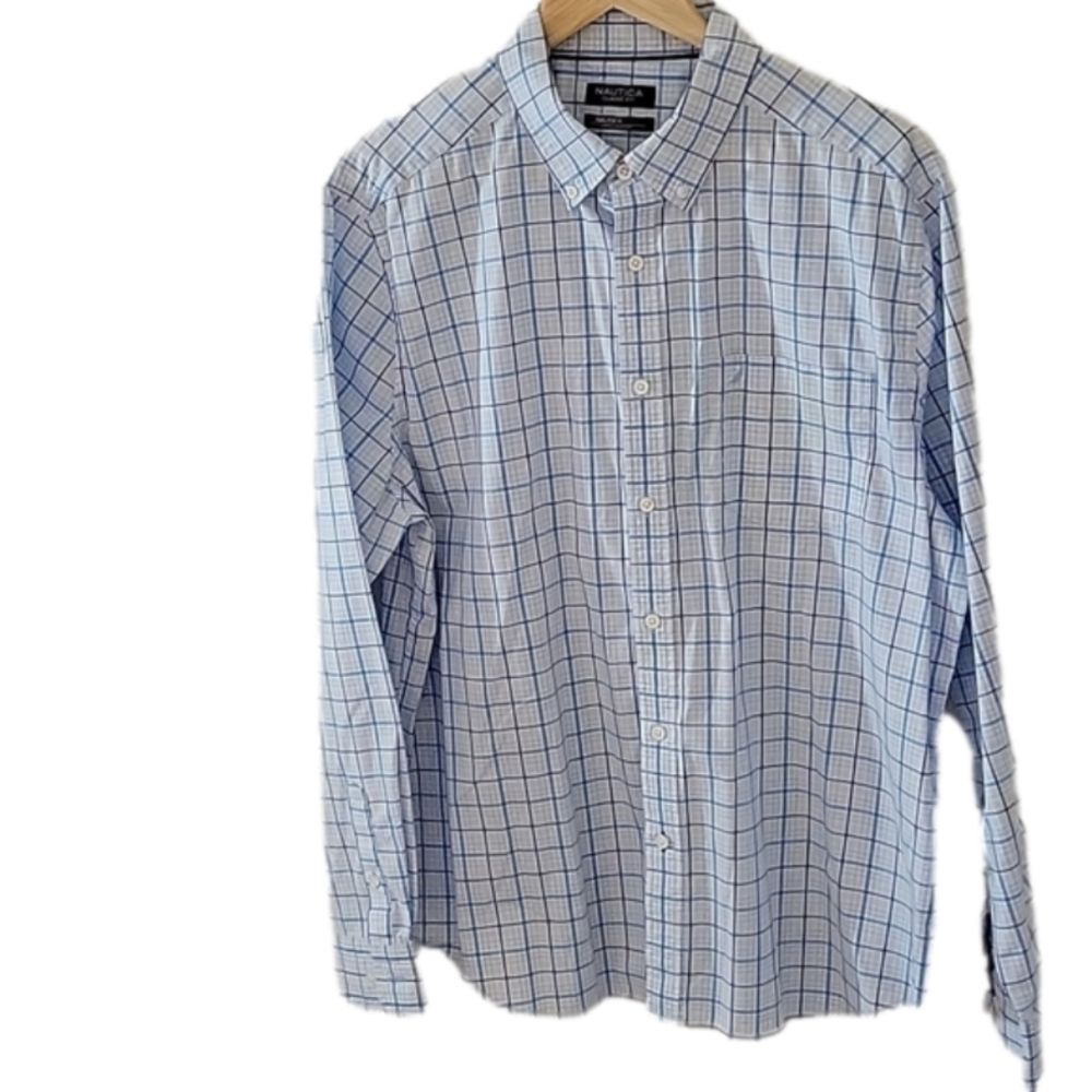 XL NAUTICA FLEX & WRINKLE RESISTANT PLAID LONG SLEEVE SHIRT
